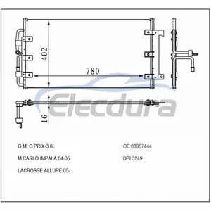 88957444 GM G Prix- M 카를로 임팔라 2004-2005 3.8L A/C 콘덴서