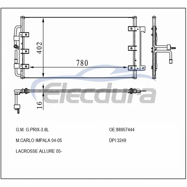 88957444 GM G Prix- M Carlo Impala 2004-2005 3.8LA/C Condenseur