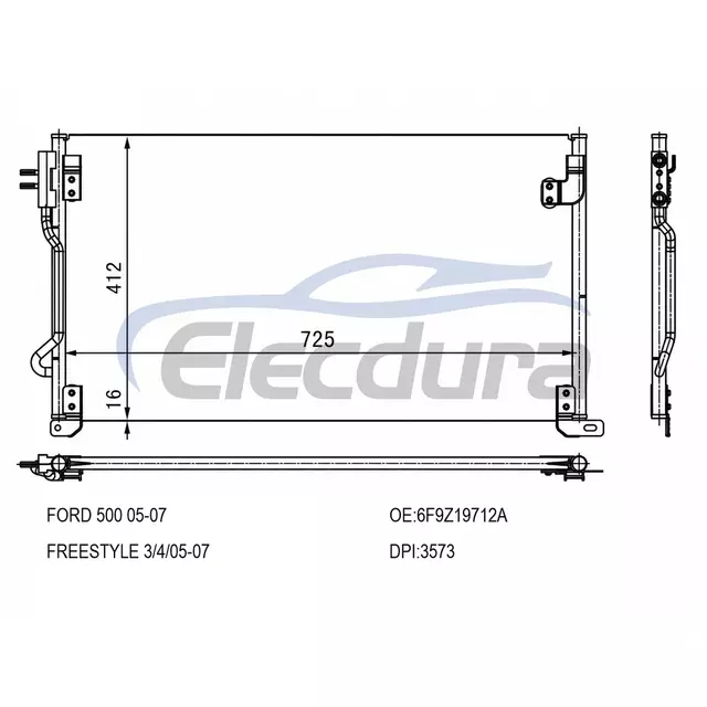 6F9Z19712A Ford Five Hundred 2005-2007 A/C kondensatorsamling