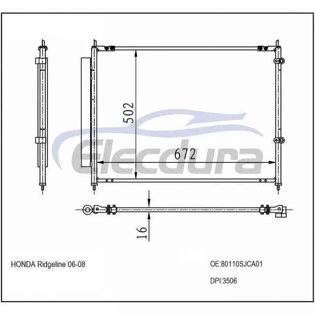 80110SJCA01 Honda Ridgeline 2006-2008 Condensator A/C