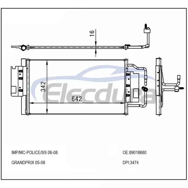 Конденсатор кондиціонера PC3474P Buick Allure 2008-2009