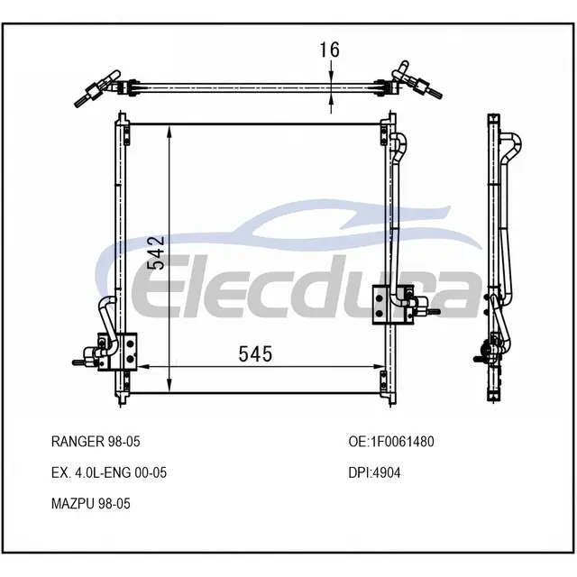 1F0061480 Ford Ranger 1998-2005 Condensador de A/C