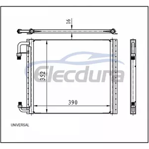 Condensador A/C Universal 390 &times; 352 &times; 16 mm