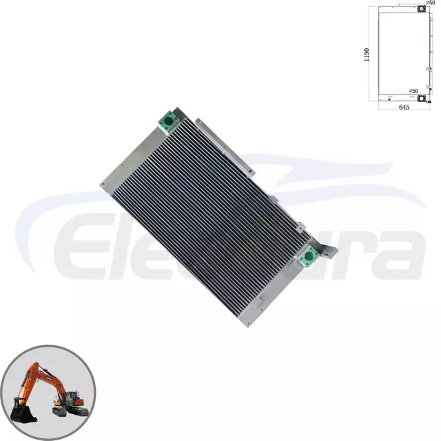 Heavy-duty Doosan DX350LC oliekoeler K9002111 B2B groothandel - hoogwaardige aftermarket hydraulische radiateur met private label-diensten voor wereldwijde importeurs.