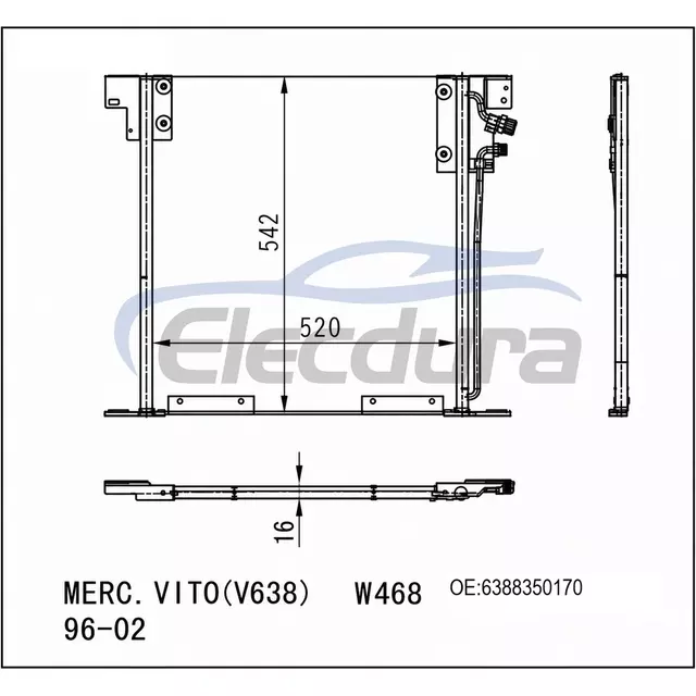 Conjunto do condensador do A/C de MR958462 Mitsubishi Outlander 2002-2007