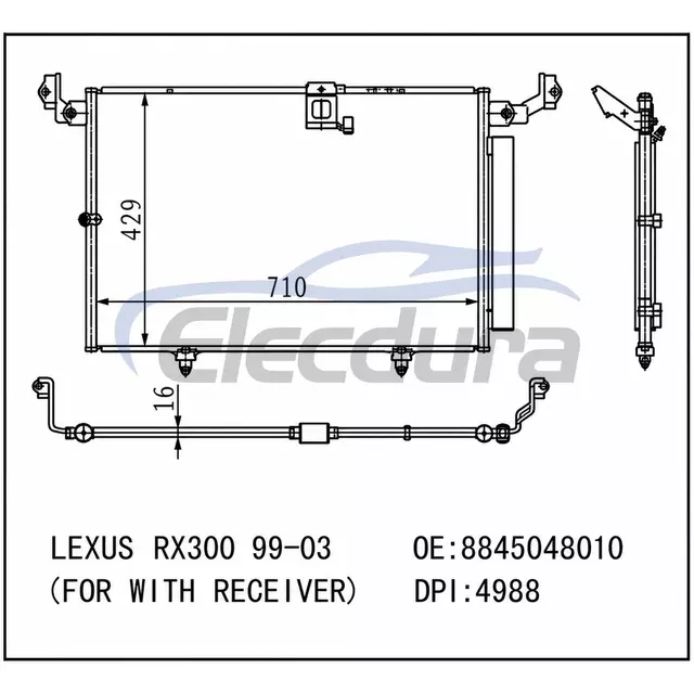 8845048010 Lexus Rx300 do odbiornika 1999-2003 skraplacz klimatyzacji rdzeń 16mm