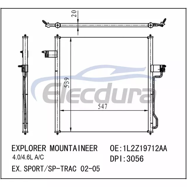 1L2Z19712AA Ford Explorer 2002-2005 Конденсатор кондиционера