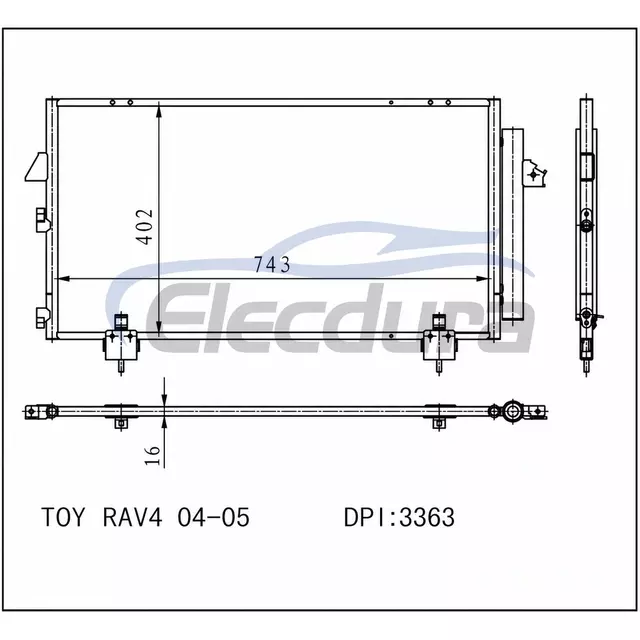88460-42070 Toyota Rav4 2004-2005 Конденсатор кондиціонера 16 мм сердечник