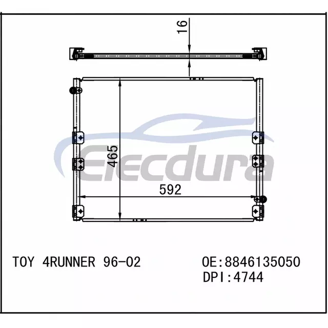 88461-35050 Toyota 4Runner 1996-2002 2.7L L4/3.4L V6 A/C 콘덴서