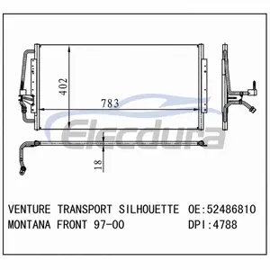 52486810 Pontiac Montana 1997-2000 Condenseur de climatisation assemblage noyau 18 mm