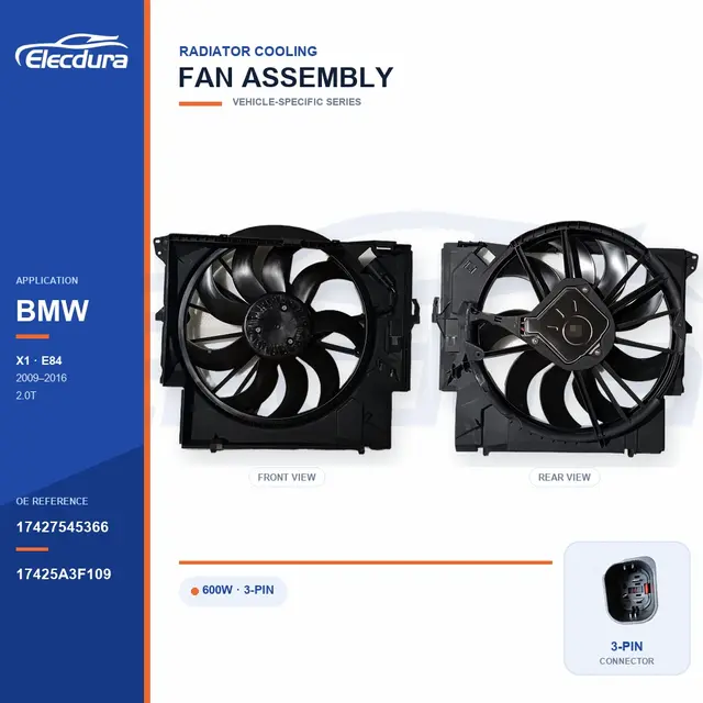Radyat&ouml;r soğutma fanı grubu i&ccedil;in BMW E84 600W 17427545366 Toplu Tedarik