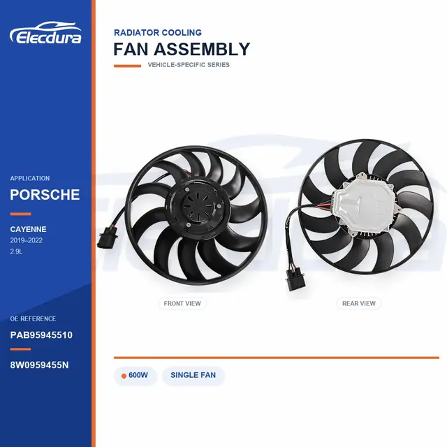 Ventil&aacute;tor chladiče pro Porsche Cayenne 600W PAB95945510 Bulk Supply