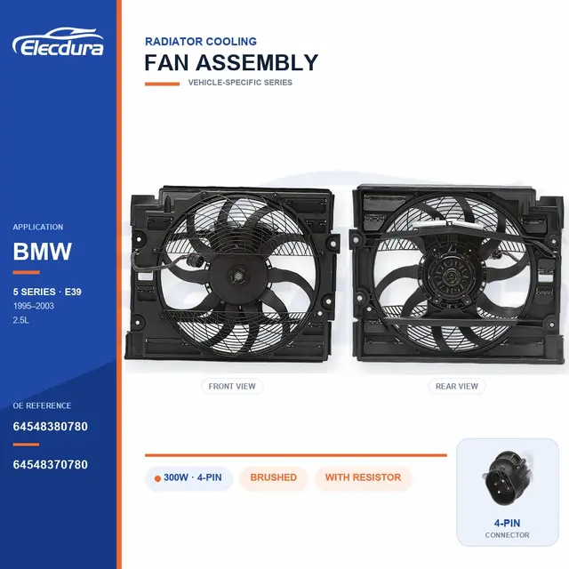 ラジエーター冷却ファンASSY BMW用 E39 300W 64548380780 バルク電源