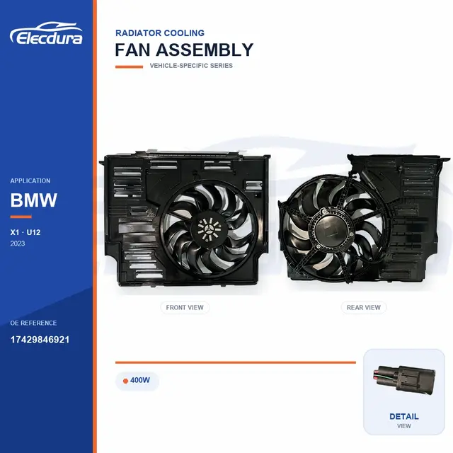Conjunto del ventilador de refrigeraci&oacute;n del radiador para BMW U12 400W 17429846921 Suministro a granel