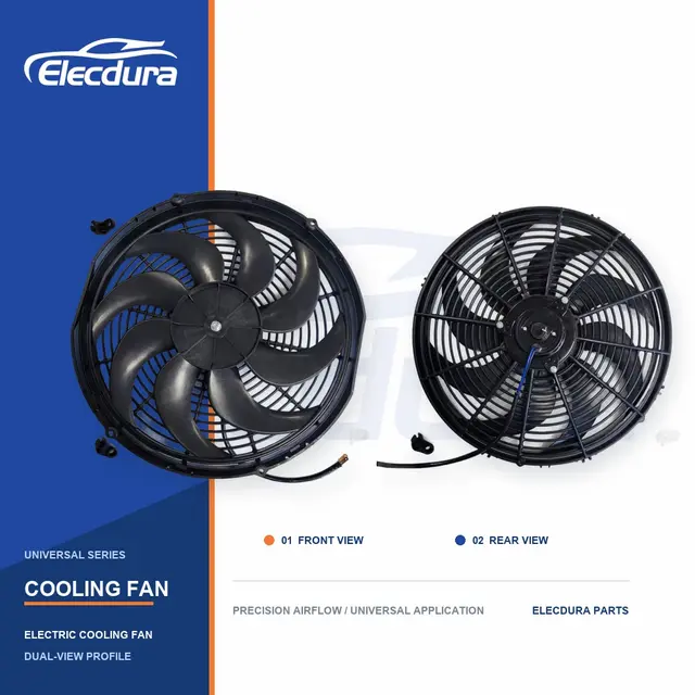 Universel Ventilateur de refroidissement de radiateur lame incurv&eacute;e de 16 pouces d'&eacute;paisseur 160W vente en gros