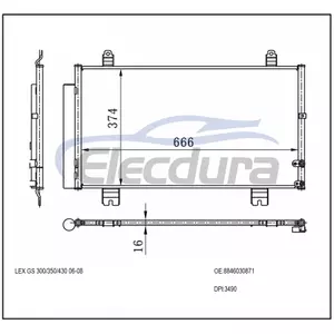8846030871 Lexus Gs 300 2006-2011 Condensador De A/C N&uacute;cleo 16mm
