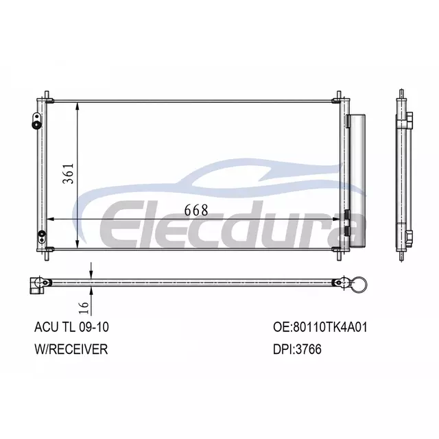 80110TK4A01 Honda Acu Tl 2009-2010 Aircocondensor met ontvanger/droger