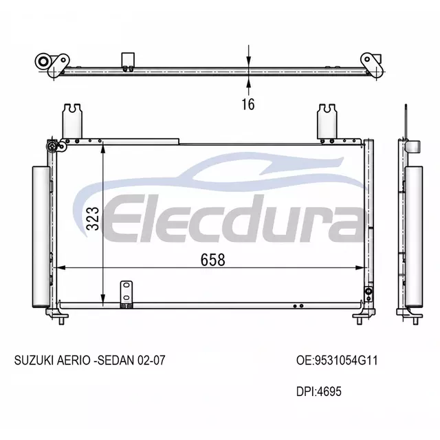 9531054G11 Suzuki Aerio 2002-2007 A/C Condenser