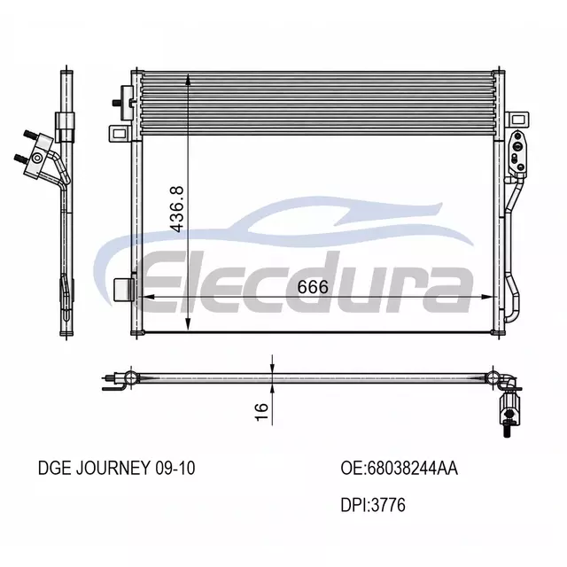 68038244AA Dodge Journey 2009-2010 l&eacute;gkondicion&aacute;l&oacute; kondenz&aacute;tor