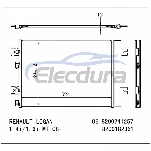 8200-741257 Condensatore aria condizionata Renault Logan 2008+