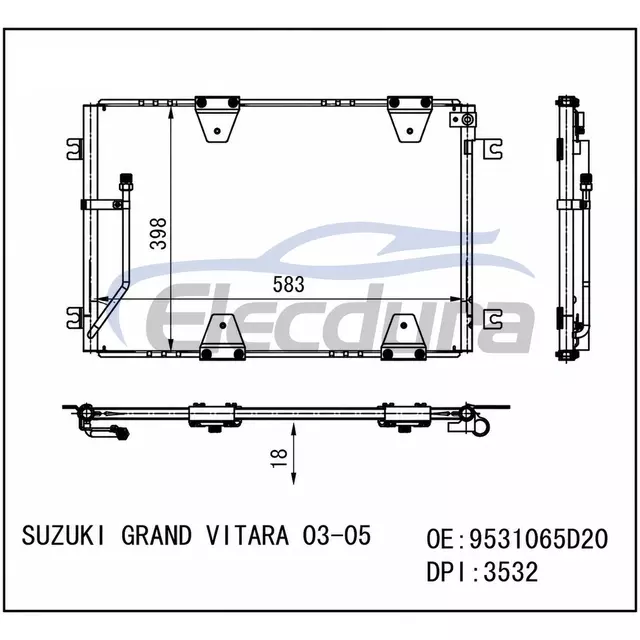 9531065D20 Suzuki Grand Vitara 2003-2005 Kondensor A/C Inti 16mm