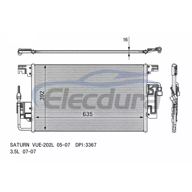 15807010 Saturn Vue-202l 2005-2007 Rakitan Kondensor A/C