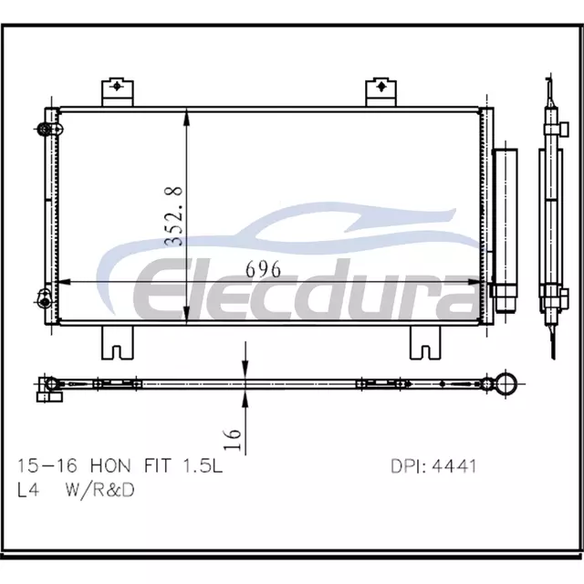 80100T5RA01 Honda Fit 2015-2022 Gruppo condensatore A/C Nucleo da 16 mm