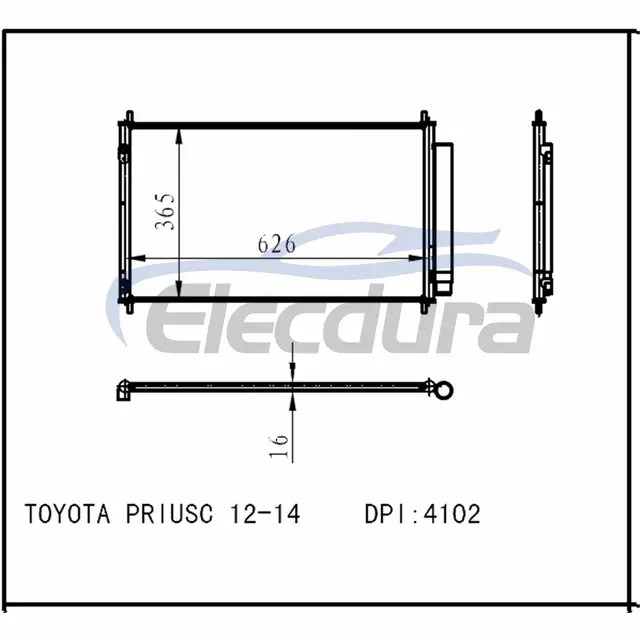 8846052170 Toyota Prius C Pfc 5mm 2012-2014 Condensador de A/C