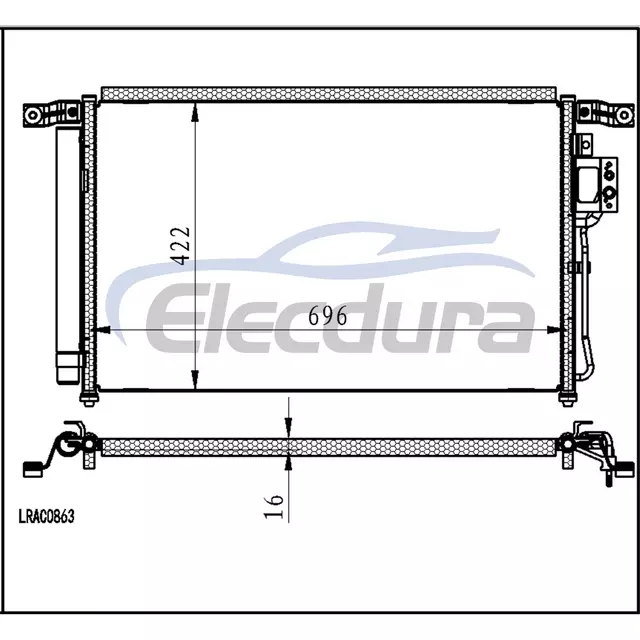 97606-2B000 Hyundai Santa Fe II 2006+ Zesp&oacute;ł skraplacza klimatyzacji rdzeń 16mm