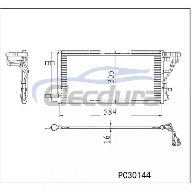 97606J9220 Hyundai Kona 2018-2021 A/C kondensatorsamling 16 mm kerne
