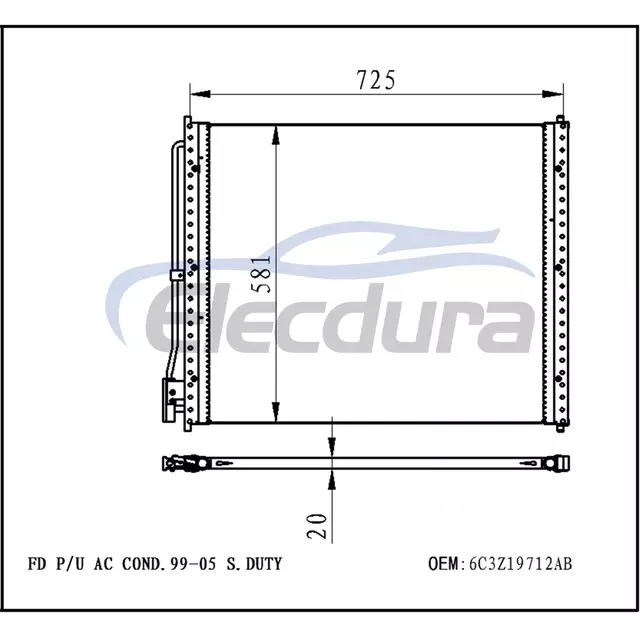 6C3Z19712AB Ford F-250 Super Duty 1999-2007 kl&iacute;makondenz&aacute;tor