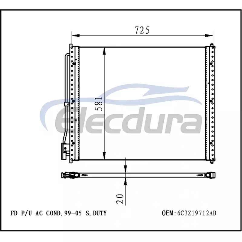 6C3Z19712AB Ford F-250 Super Duty 1999-2007 A/C kondenz&aacute;tor
