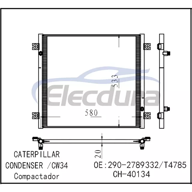 290-2789 Condenseur de climatisation Caterpillar CW34