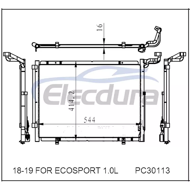 H6BZ19712A Condenseur de climatisation Ford Ecosport 2018-2019