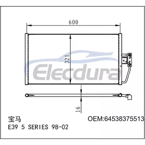 64538375513 BMW 5 Series E39 1998-2004 Конденсатор кондиционера