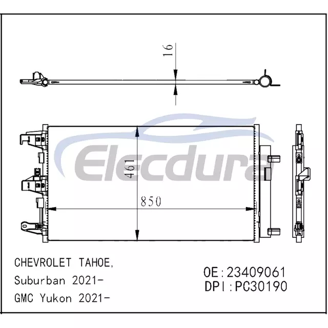 23409061 Rakitan Kondensor A/C Chevrolet Suburban 2021 Inti 16mm