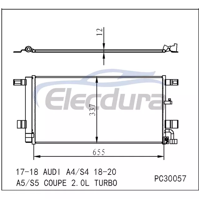8W0816421C Audi A4 2017-2022 Συμπυκνωτής A/C με δέκτη/στεγνωτήριο 8mm ύψος πτερυγίου