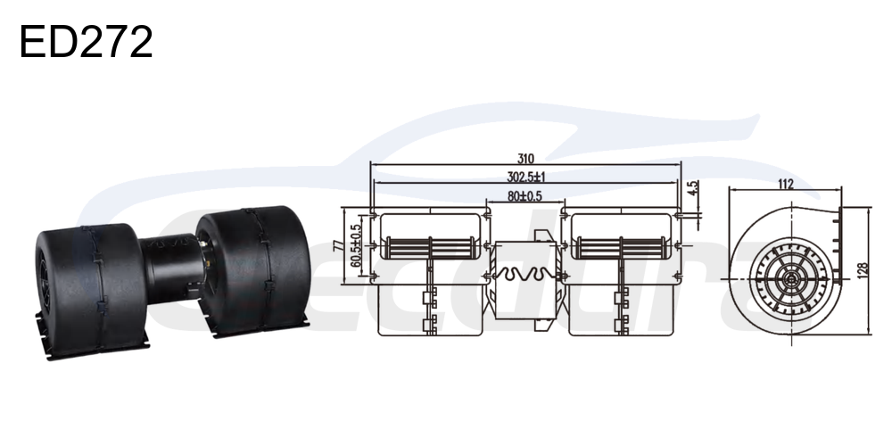 Conjunto de motor de soplador de 27 V 160 W HVAC , flujo de aire de 640 m&sup3;/h