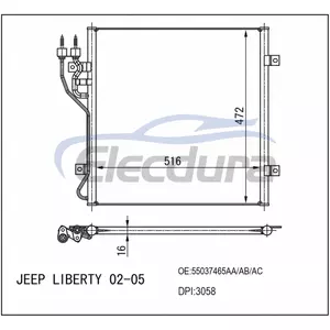 55037465-AA Jeep Liberty Gas-tylko 2002-2005 skraplacz klimatyzacji