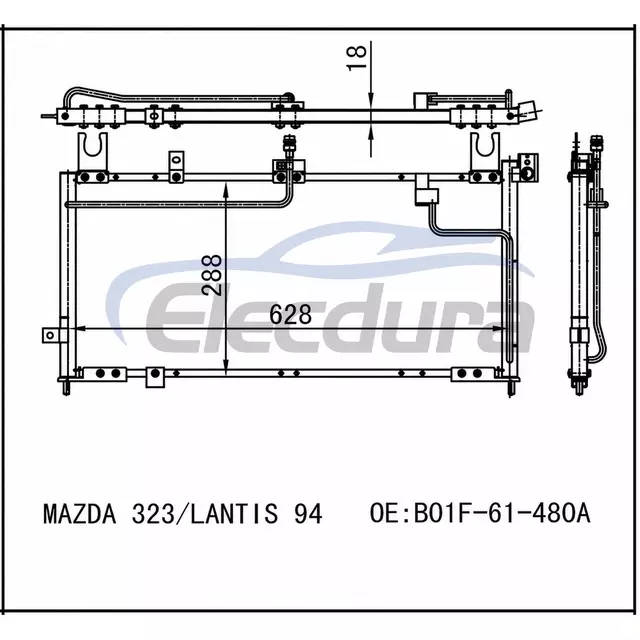 B01A-61-480 Mazda 323 1994+ Конденсатор кондиціонера