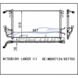 MB897124 Mitsubishi Mirage 1989-1992 Condenseur de climatisation