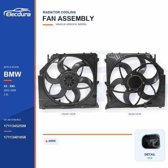 Radyat&ouml;r soğutma fanı grubu i&ccedil;in BMW E83 400W 17113452509 Toplu Tedarik
