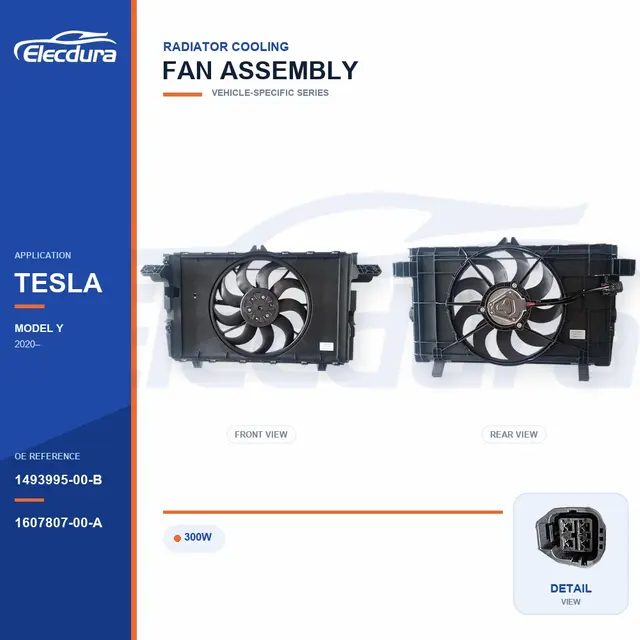 Conjunto de ventilador de refrigera&ccedil;&atilde;o do radiador para Tesla Model Y 300W 1493995-00-B Bulk Supply