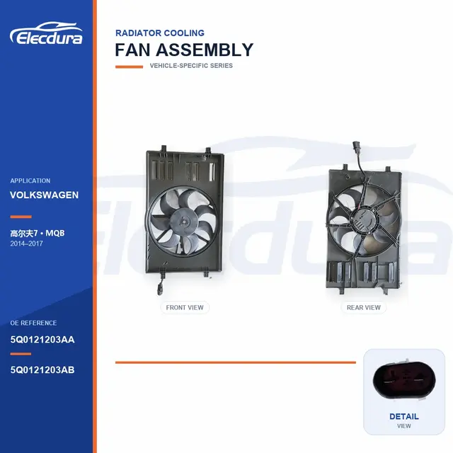Radiateurkoelventilator compleet voor Volkswagen Golf 7 / MQB 400W 5Q0121203AA bulklevering