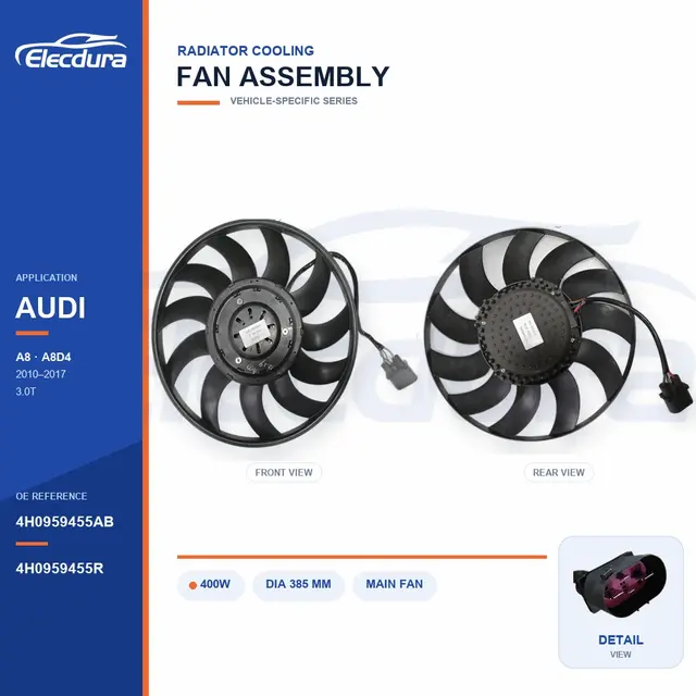 Ventilador de resfriamento do radiador para Audi A8 D4 400W 4H0959455AB fornecimento em massa