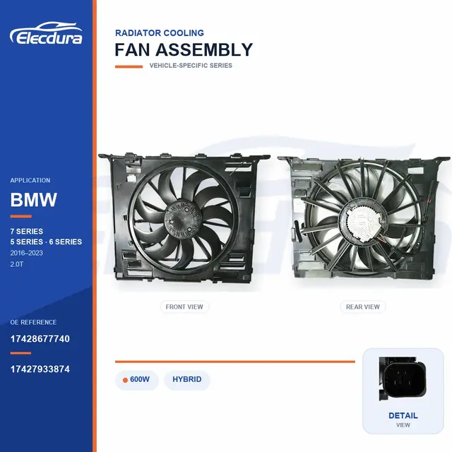 Conjunto del ventilador de refrigeraci&oacute;n del radiador para BMW G38 / G30 600W 17428677740 Suministro a granel