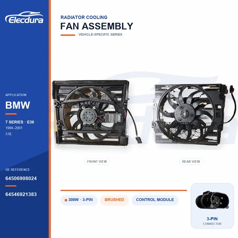 Вентилятор охлаждения радиатора в сборе для BMW E38 300W 64506908024 Массовая поставка