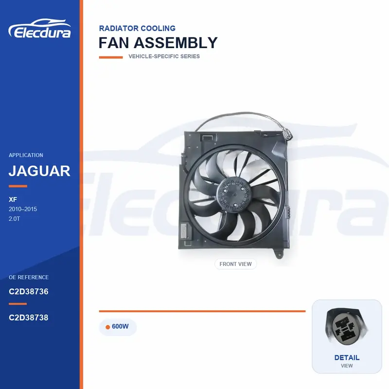 Conjunto del ventilador de refrigeraci&oacute;n del radiador para Jaguar XF / XJ-XJR 600W C2D38736 Suministro a granel