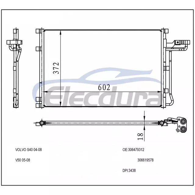 31418515 Volvo S40 2004-2008 Kondenz&aacute;tor klimatizace