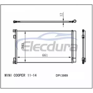 9228607 MINI Cooper 2011-2014 Skraplacz klimatyzacji, rdzeń 12 mm